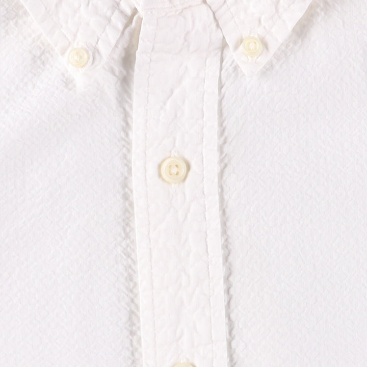 Ralph Lauren Classic Fit Seersucker Short Sleeve Button Down Shirt, Men's Size L cotton white type Vintage Second Hand