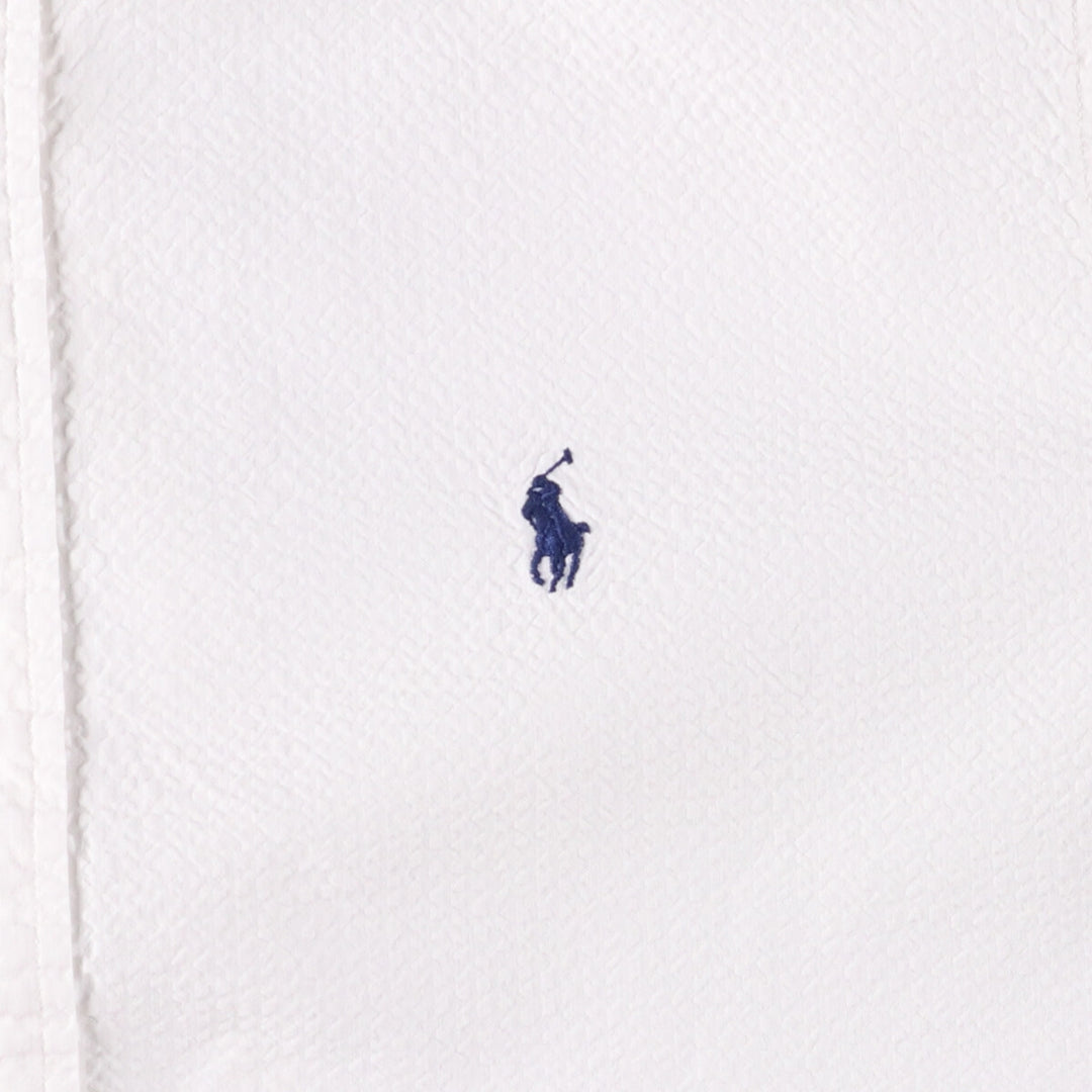Ralph Lauren Classic Fit Seersucker Short Sleeve Button Down Shirt, Men's Size L cotton white type Vintage Second Hand