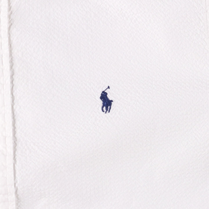 Ralph Lauren Classic Fit Seersucker Short Sleeve Button Down Shirt, Men's Size L cotton white type Vintage Second Hand