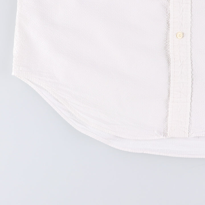 Ralph Lauren Classic Fit Seersucker Short Sleeve Button Down Shirt, Men's Size L cotton white type Vintage Second Hand