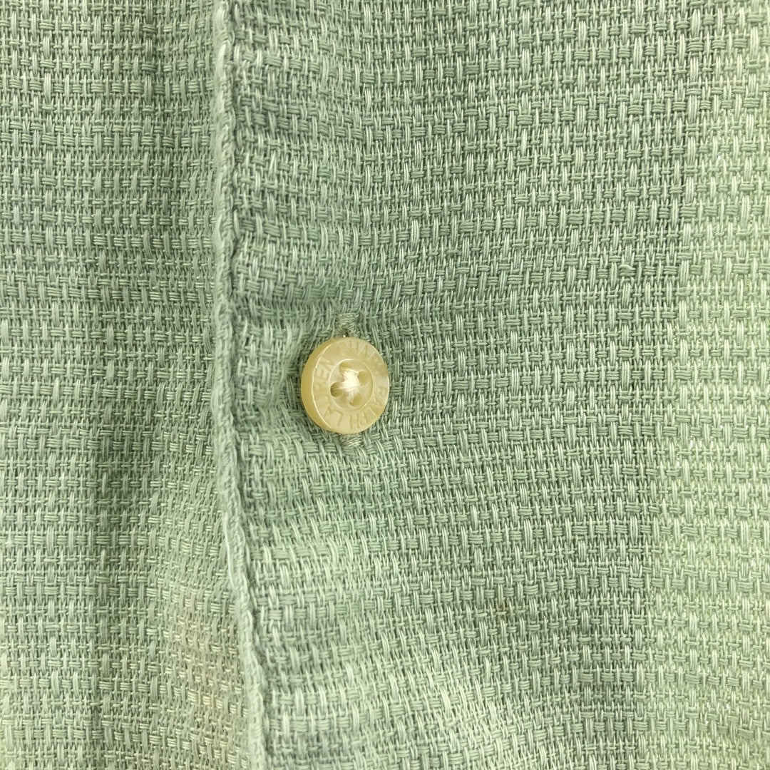 90'S Ralph Lauren Chaps, Short Sleeve, Open Collar, Cotton x Polyester Shirt, Box Shirt, Men's L Size cotton Mint green Vintage Second Hand