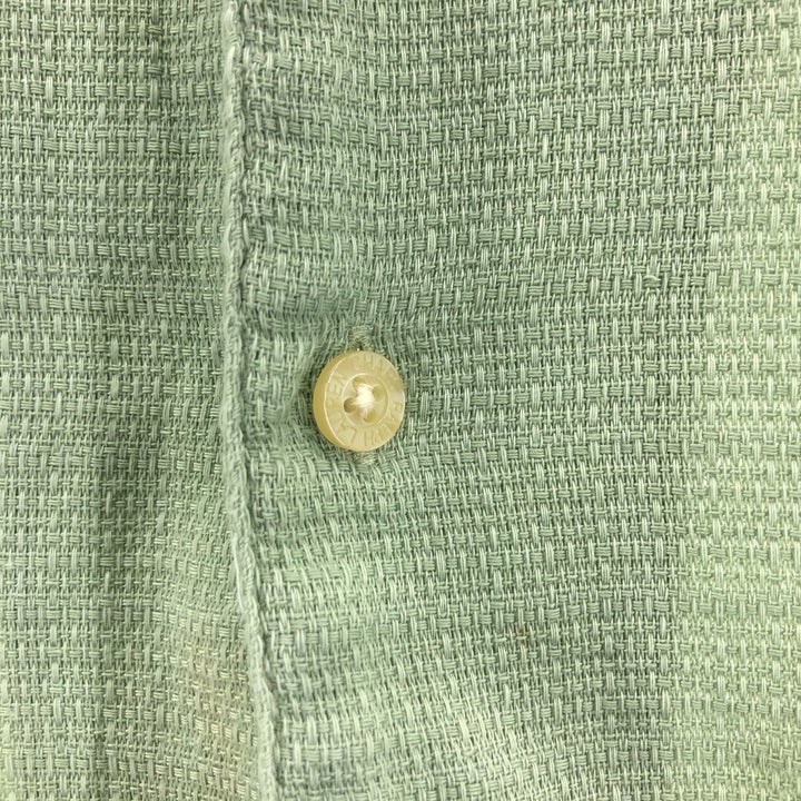 90'S Ralph Lauren Chaps, Short Sleeve, Open Collar, Cotton x Polyester Shirt, Box Shirt, Men's L Size cotton Mint green Vintage Second Hand