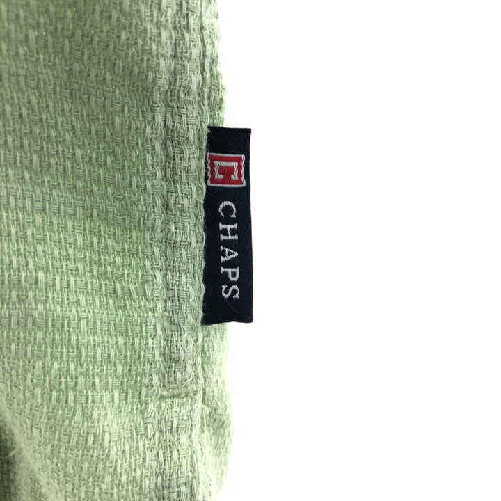 90'S Ralph Lauren Chaps, Short Sleeve, Open Collar, Cotton x Polyester Shirt, Box Shirt, Men's L Size cotton Mint green Vintage Second Hand