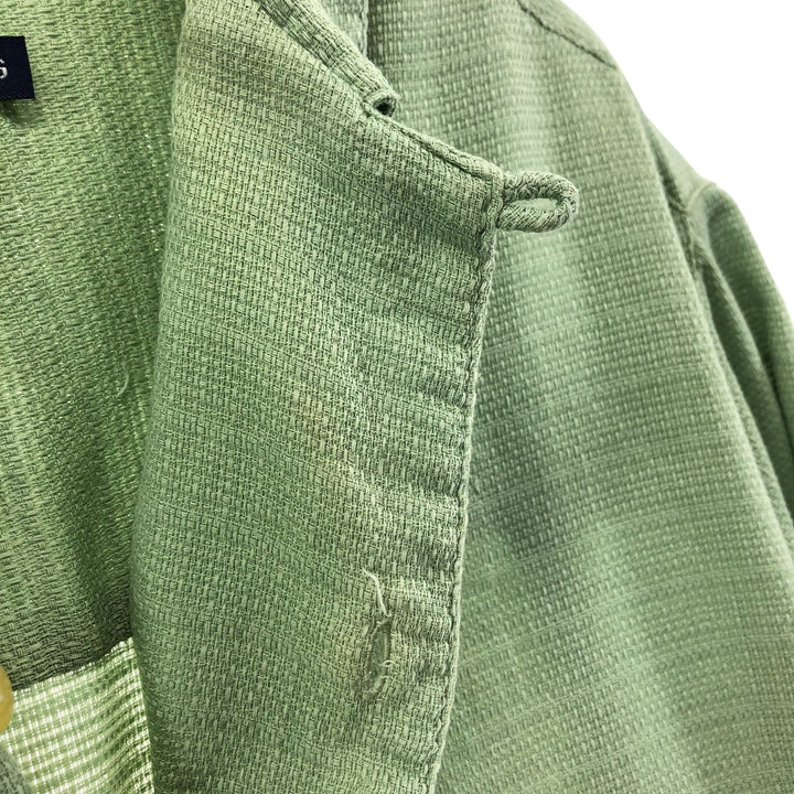 90'S Ralph Lauren Chaps, Short Sleeve, Open Collar, Cotton x Polyester Shirt, Box Shirt, Men's L Size cotton Mint green Vintage Second Hand