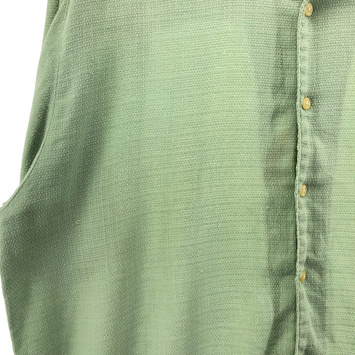 90'S Ralph Lauren Chaps, Short Sleeve, Open Collar, Cotton x Polyester Shirt, Box Shirt, Men's L Size cotton Mint green Vintage Second Hand