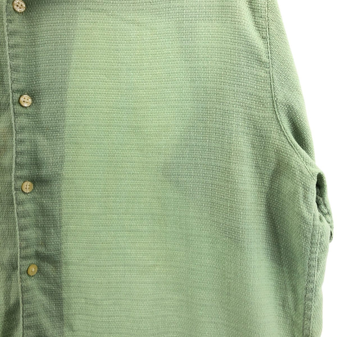 90'S Ralph Lauren Chaps, Short Sleeve, Open Collar, Cotton x Polyester Shirt, Box Shirt, Men's L Size cotton Mint green Vintage Second Hand