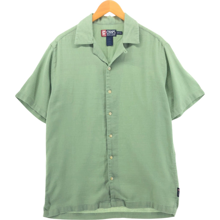 90'S Ralph Lauren Chaps, Short Sleeve, Open Collar, Cotton x Polyester Shirt, Box Shirt, Men's S Size, Vintage cotton Mint green Vintage Second Hand