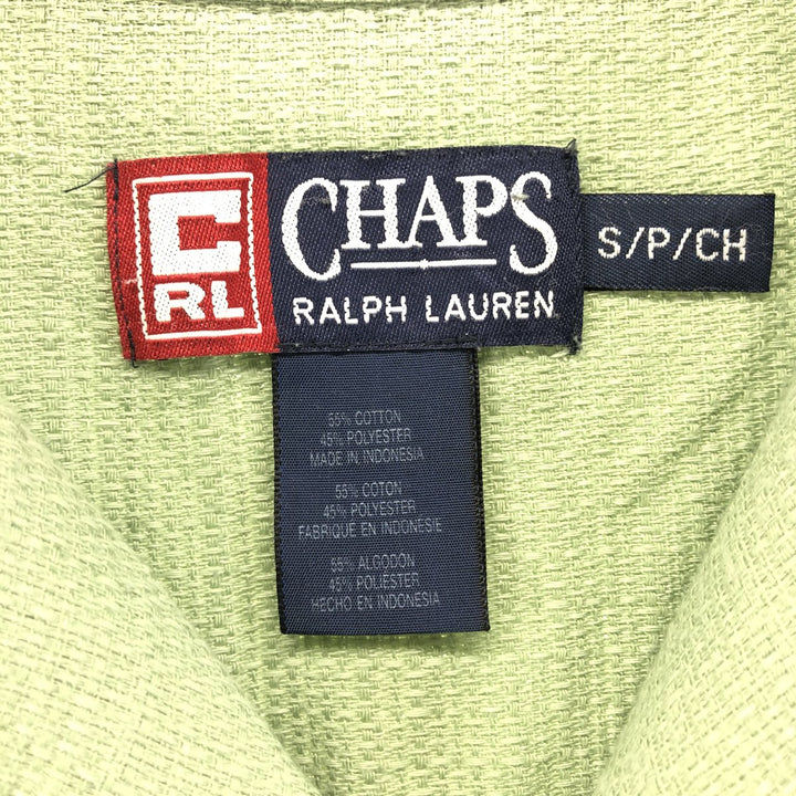 90'S Ralph Lauren Chaps, Short Sleeve, Open Collar, Cotton x Polyester Shirt, Box Shirt, Men's S Size, Vintage cotton Mint green Vintage Second Hand