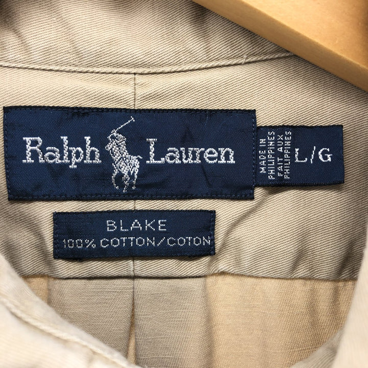 Ralph Lauren BLAKE short sleeve button down shirt, men's size L cotton Beige type Vintage Second Hand