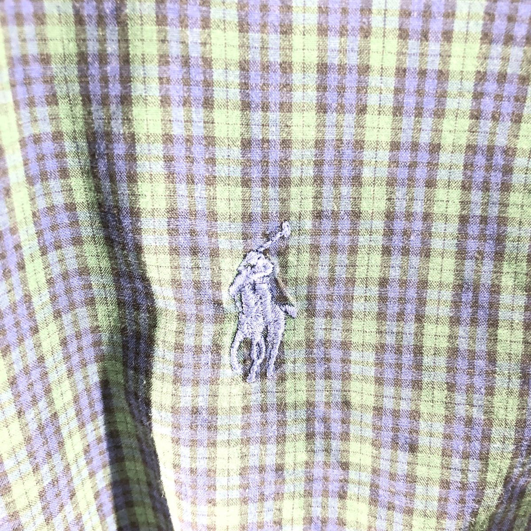 Ralph Lauren BLAKE Blackwatch Check Short Sleeve Button Down Check Shirt Men's L size cotton navy blue type Vintage Second Hand