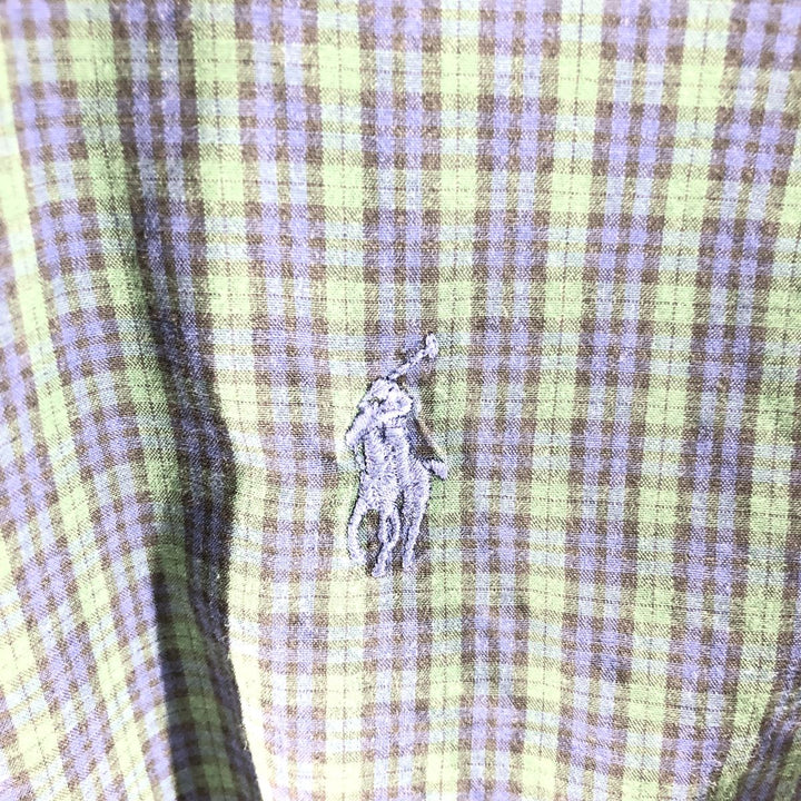 Ralph Lauren BLAKE Blackwatch Check Short Sleeve Button Down Check Shirt Men's L size cotton navy blue type Vintage Second Hand