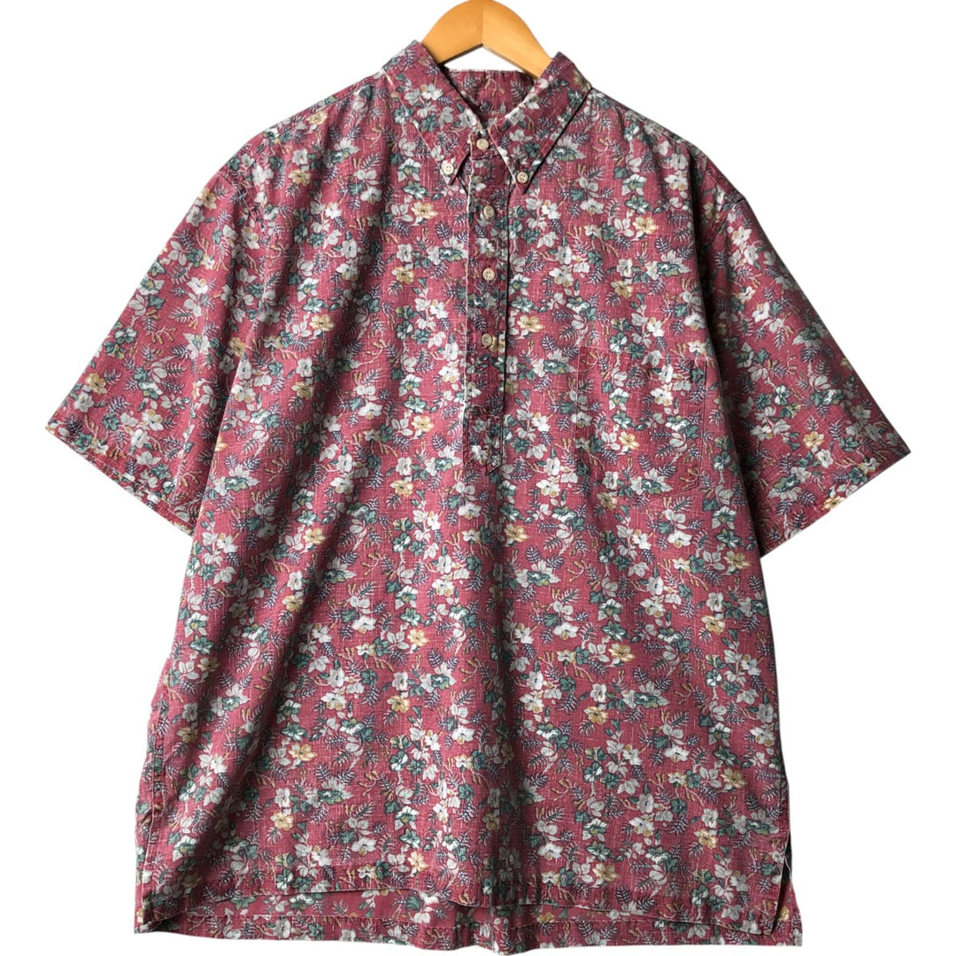 90'S Reyn Spooner Swimsuit Tag All-Over Print Pullover Button-Down Hawaiian Aloha Shirt Box Shirt Men's XL Size cotton red type Vintage Second Hand