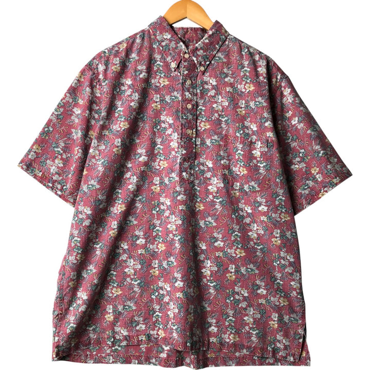 90'S Reyn Spooner Swimsuit Tag All-Over Print Pullover Button-Down Hawaiian Aloha Shirt Box Shirt Men's XL Size cotton red type Vintage Second Hand