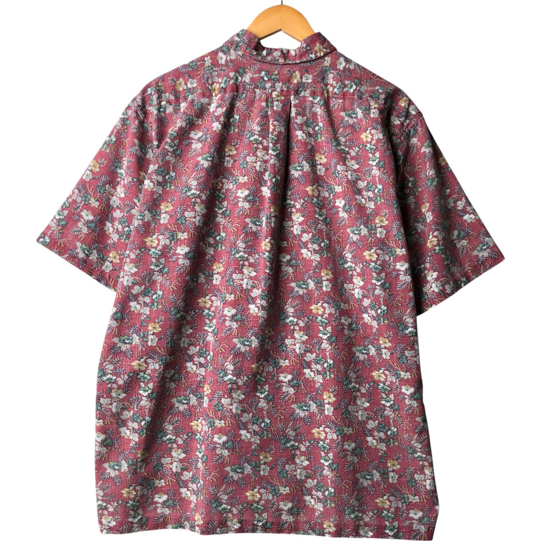 90'S Reyn Spooner Swimsuit Tag All-Over Print Pullover Button-Down Hawaiian Aloha Shirt Box Shirt Men's XL Size cotton red type Vintage Second Hand