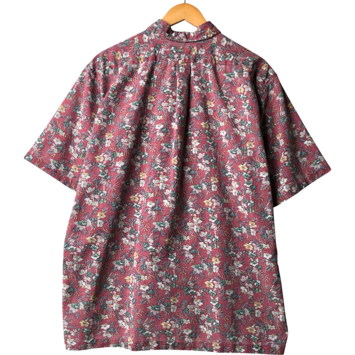 90'S Reyn Spooner Swimsuit Tag All-Over Print Pullover Button-Down Hawaiian Aloha Shirt Box Shirt Men's XL Size cotton red type Vintage Second Hand