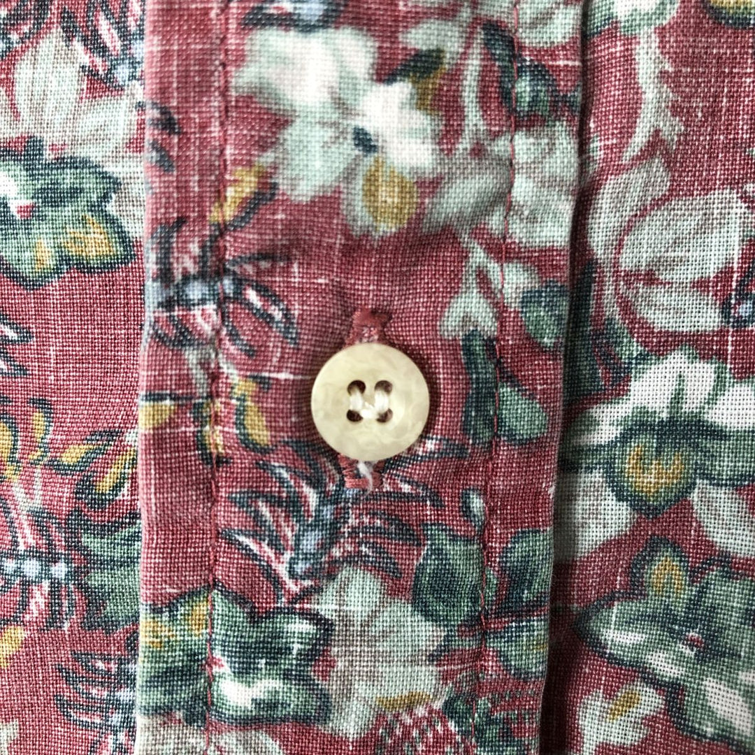 90'S Reyn Spooner Swimsuit Tag All-Over Print Pullover Button-Down Hawaiian Aloha Shirt Box Shirt Men's XL Size cotton red type Vintage Second Hand