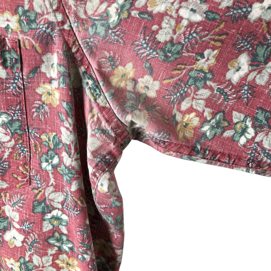 90'S Reyn Spooner Swimsuit Tag All-Over Print Pullover Button-Down Hawaiian Aloha Shirt Box Shirt Men's XL Size cotton red type Vintage Second Hand