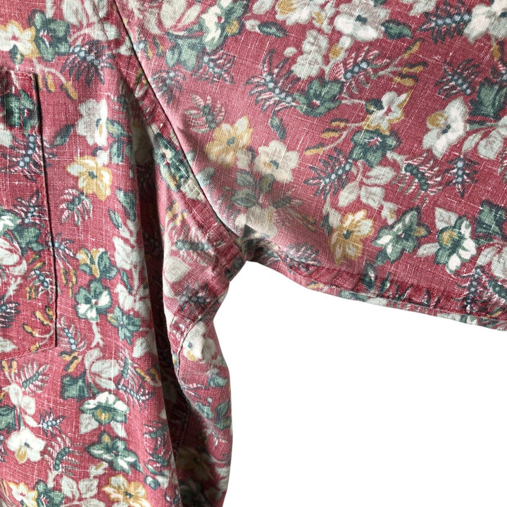90'S Reyn Spooner Swimsuit Tag All-Over Print Pullover Button-Down Hawaiian Aloha Shirt Box Shirt Men's XL Size cotton red type Vintage Second Hand
