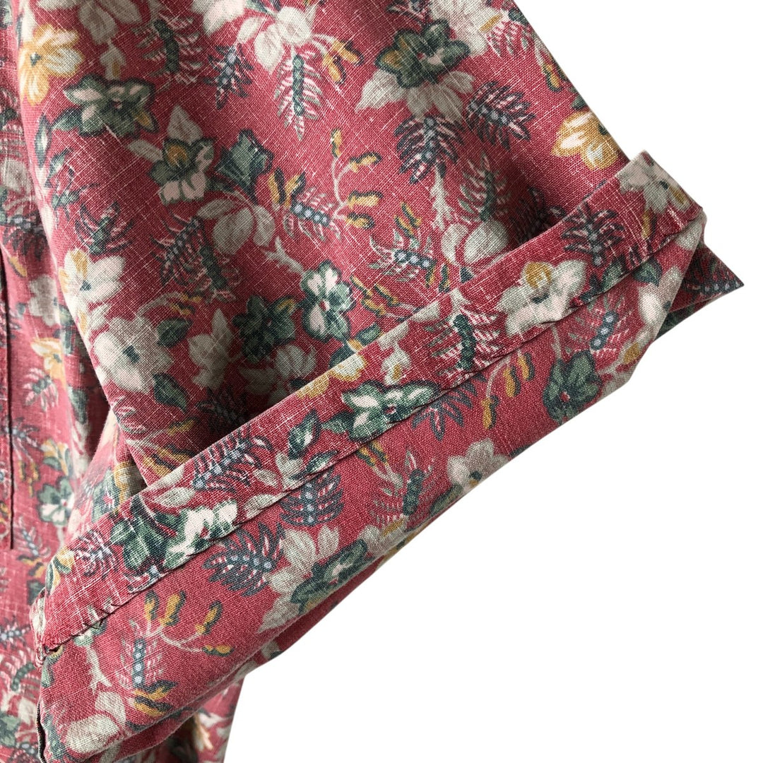 90'S Reyn Spooner Swimsuit Tag All-Over Print Pullover Button-Down Hawaiian Aloha Shirt Box Shirt Men's XL Size cotton red type Vintage Second Hand