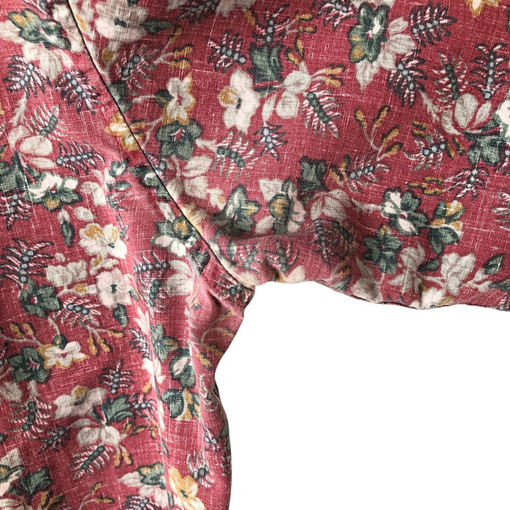 90'S Reyn Spooner Swimsuit Tag All-Over Print Pullover Button-Down Hawaiian Aloha Shirt Box Shirt Men's XL Size cotton red type Vintage Second Hand