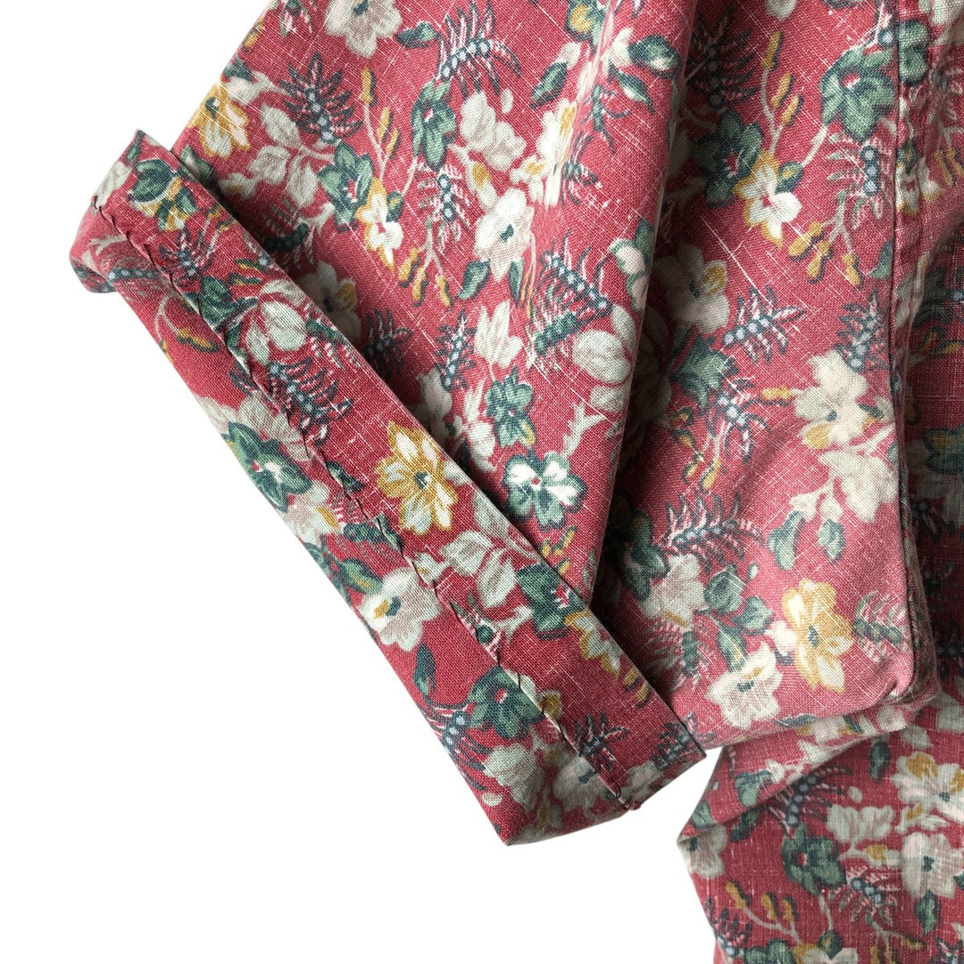 90'S Reyn Spooner Swimsuit Tag All-Over Print Pullover Button-Down Hawaiian Aloha Shirt Box Shirt Men's XL Size cotton red type Vintage Second Hand