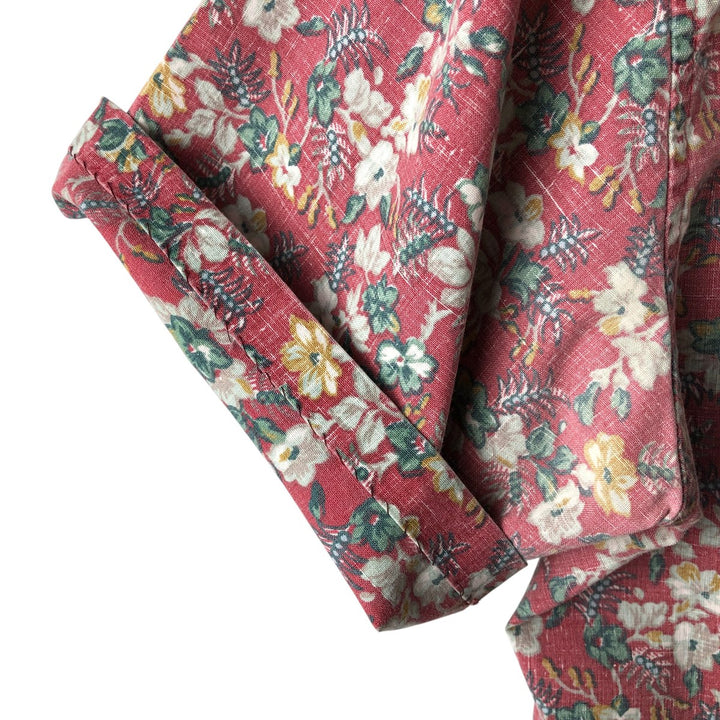 90'S Reyn Spooner Swimsuit Tag All-Over Print Pullover Button-Down Hawaiian Aloha Shirt Box Shirt Men's XL Size cotton red type Vintage Second Hand