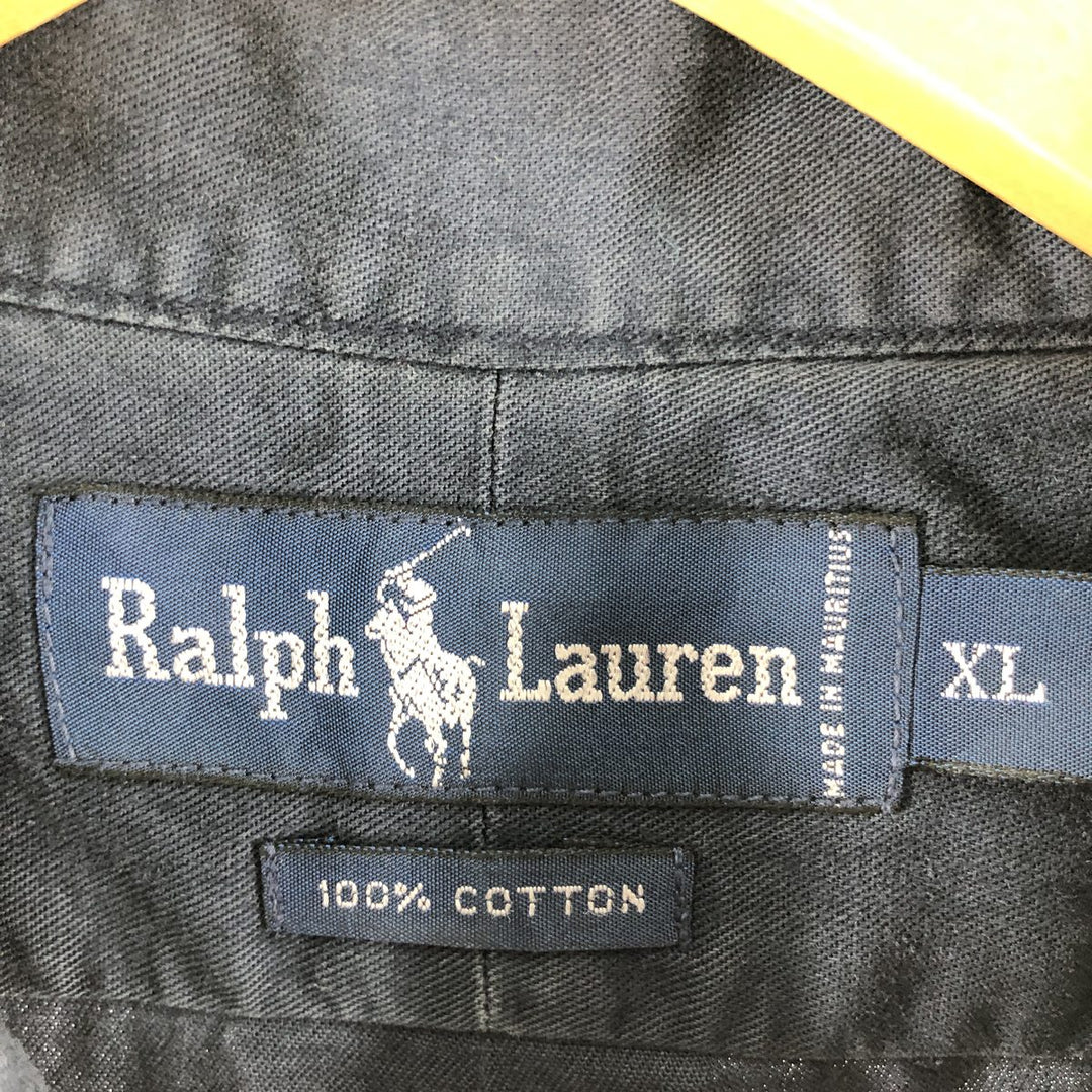 Ralph Lauren short sleeve button down shirt, men's XL size cotton navy blue type Vintage Second Hand