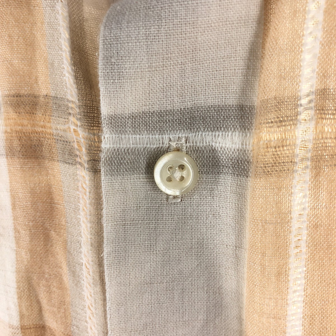 Pierre Cardin short sleeve check shirt, men's size L unclear white type Vintage Second Hand