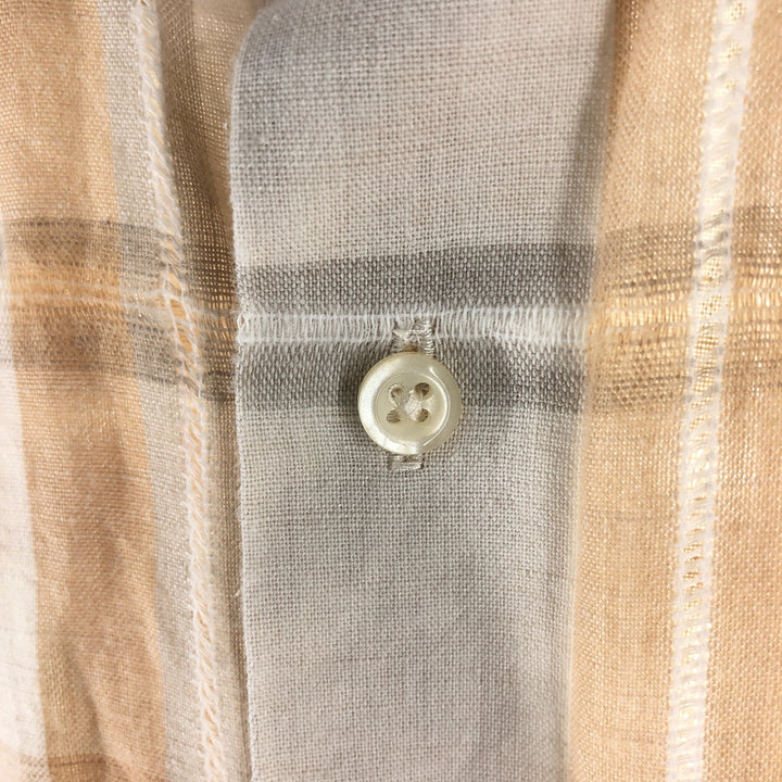 Pierre Cardin short sleeve check shirt, men's size L unclear white type Vintage Second Hand