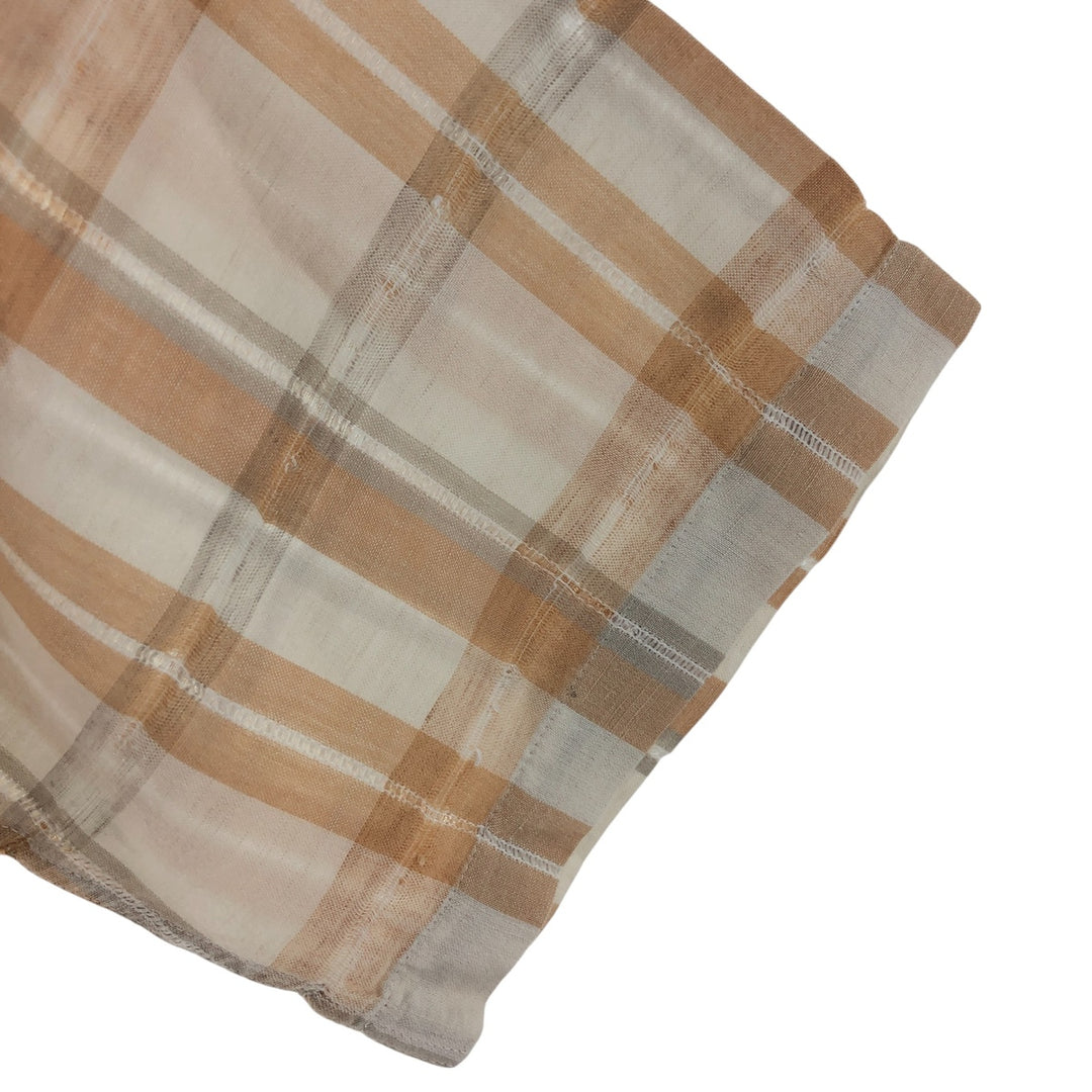 Pierre Cardin short sleeve check shirt, men's size L unclear white type Vintage Second Hand