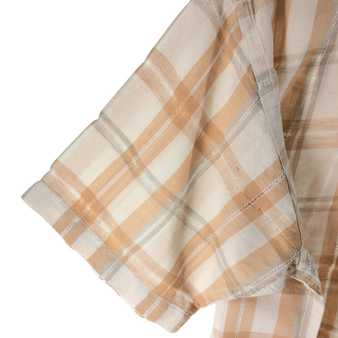 Pierre Cardin short sleeve check shirt, men's size L unclear white type Vintage Second Hand