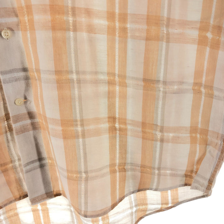 Pierre Cardin short sleeve check shirt, men's size L unclear white type Vintage Second Hand