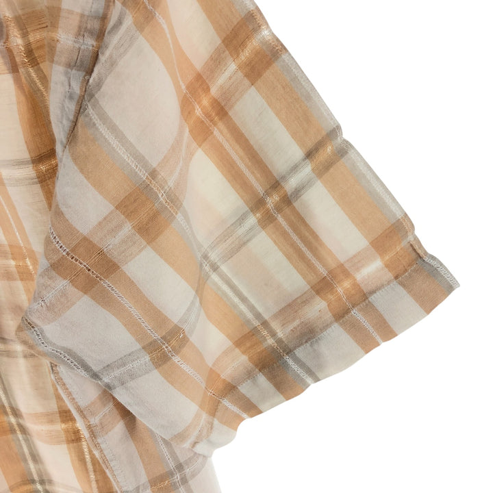Pierre Cardin short sleeve check shirt, men's size L unclear white type Vintage Second Hand