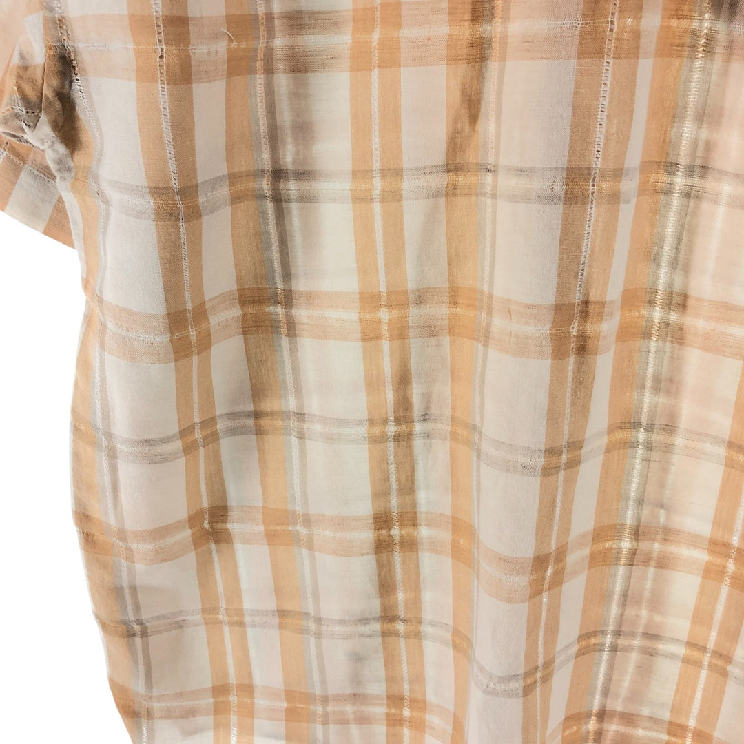 Pierre Cardin short sleeve check shirt, men's size L unclear white type Vintage Second Hand