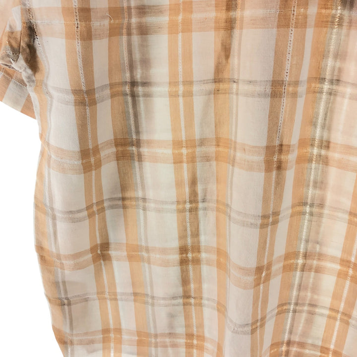Pierre Cardin short sleeve check shirt, men's size L unclear white type Vintage Second Hand