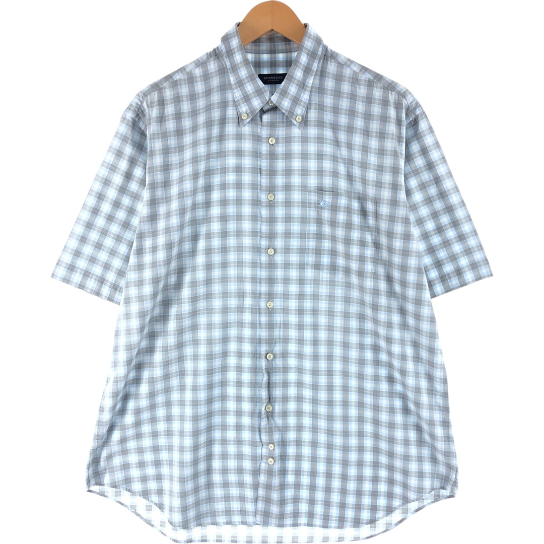 Burberry's LONDON short sleeve button down check shirt for men, size XL cotton white type Vintage Second Hand