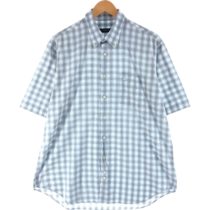 Burberry's LONDON short sleeve button down check shirt for men, size XL cotton white type Vintage Second Hand