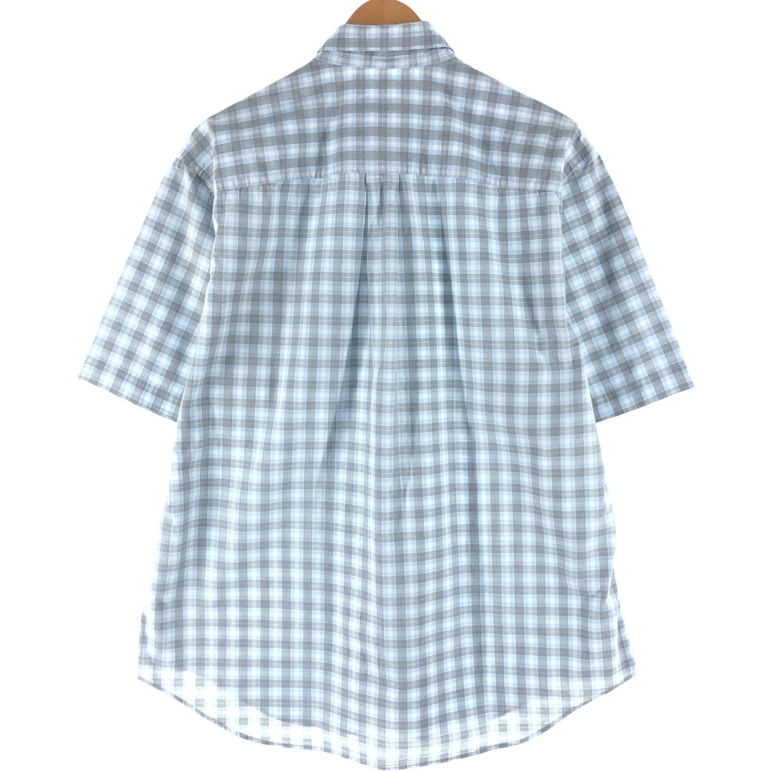 Burberry's LONDON short sleeve button down check shirt for men, size XL cotton white type Vintage Second Hand