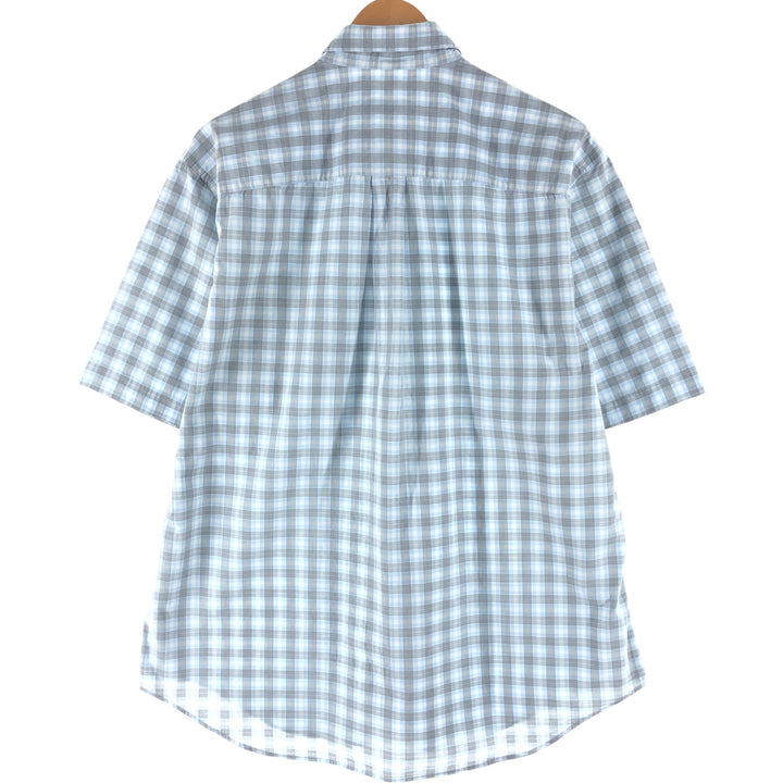 Burberry's LONDON short sleeve button down check shirt for men, size XL cotton white type Vintage Second Hand