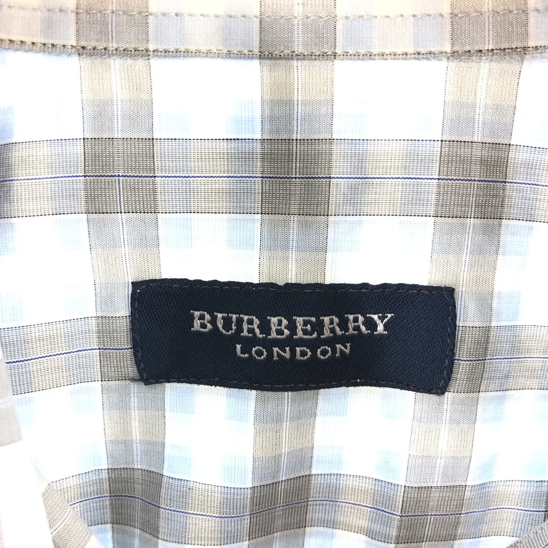 Burberry's LONDON short sleeve button down check shirt for men, size XL cotton white type Vintage Second Hand