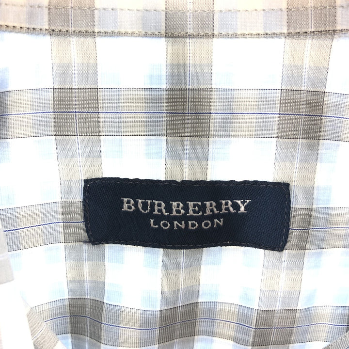 Burberry's LONDON short sleeve button down check shirt for men, size XL cotton white type Vintage Second Hand
