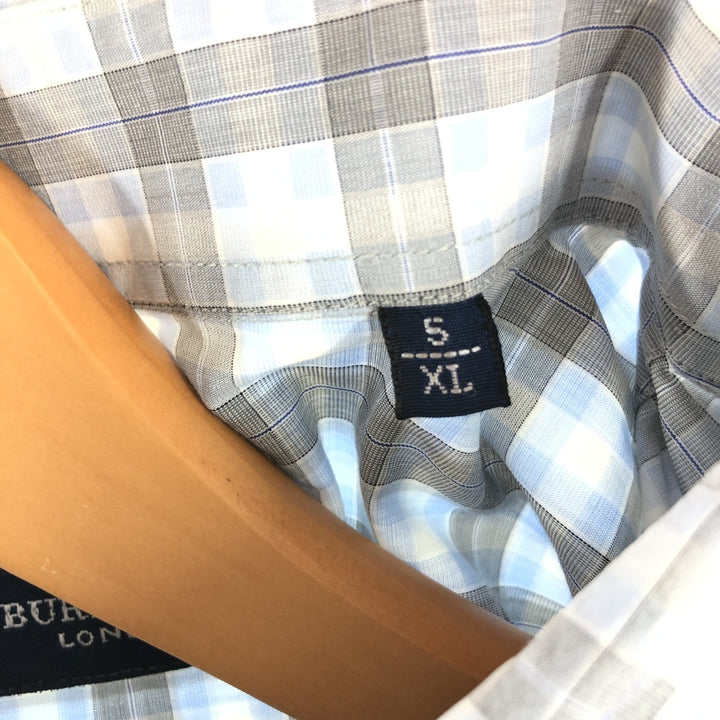 Burberry's LONDON short sleeve button down check shirt for men, size XL cotton white type Vintage Second Hand
