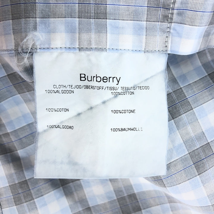 Burberry's LONDON short sleeve button down check shirt for men, size XL cotton white type Vintage Second Hand