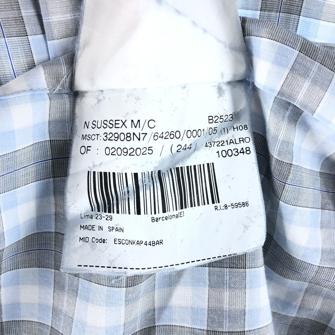 Burberry's LONDON short sleeve button down check shirt for men, size XL cotton white type Vintage Second Hand