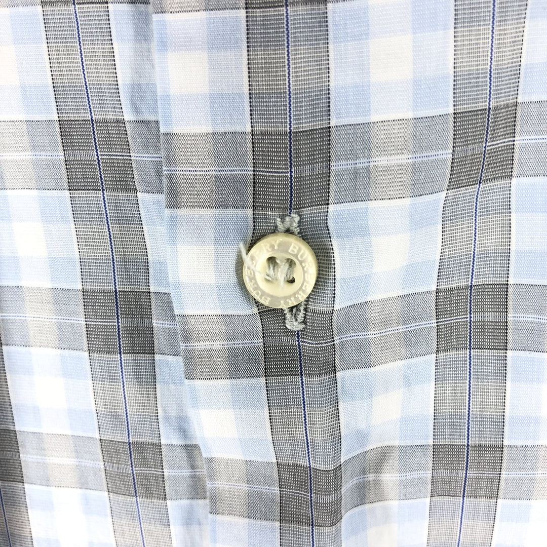 Burberry's LONDON short sleeve button down check shirt for men, size XL cotton white type Vintage Second Hand