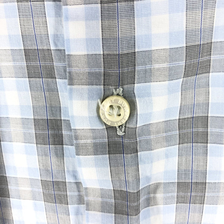 Burberry's LONDON short sleeve button down check shirt for men, size XL cotton white type Vintage Second Hand