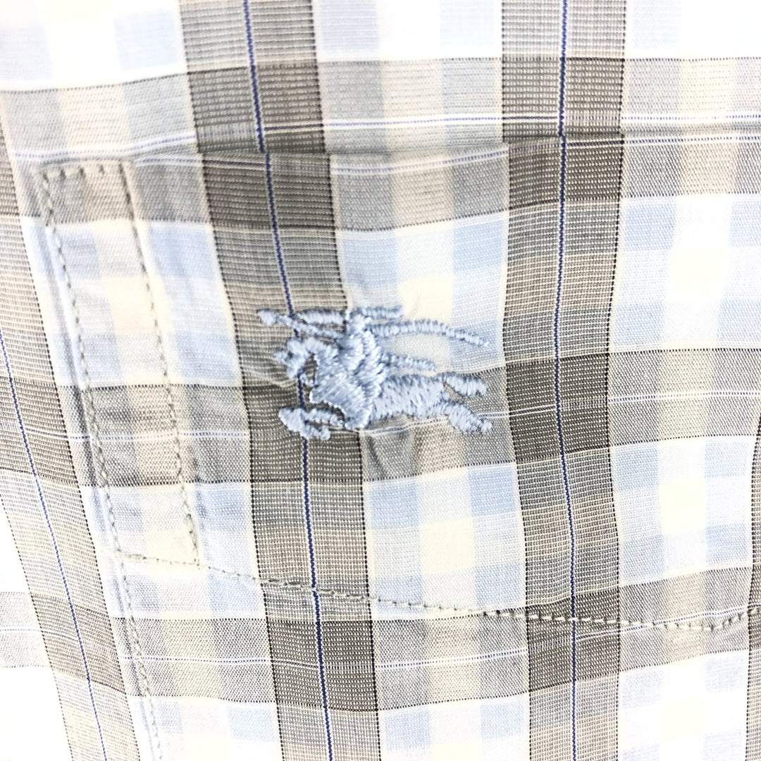 Burberry's LONDON short sleeve button down check shirt for men, size XL cotton white type Vintage Second Hand