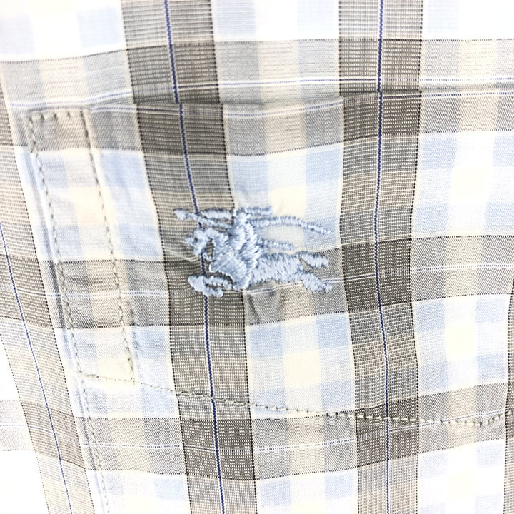 Burberry's LONDON short sleeve button down check shirt for men, size XL cotton white type Vintage Second Hand