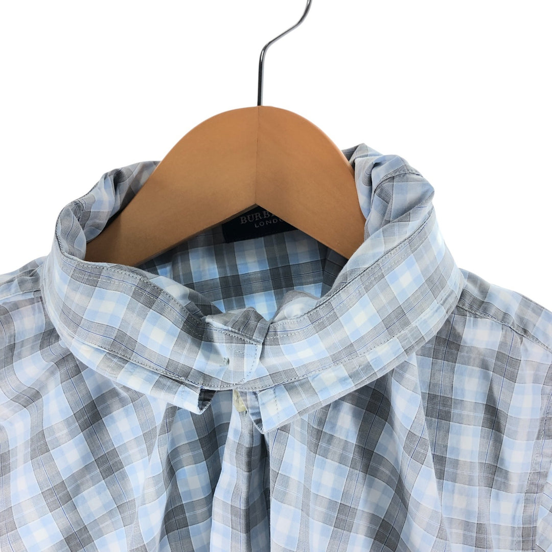 Burberry's LONDON short sleeve button down check shirt for men, size XL cotton white type Vintage Second Hand