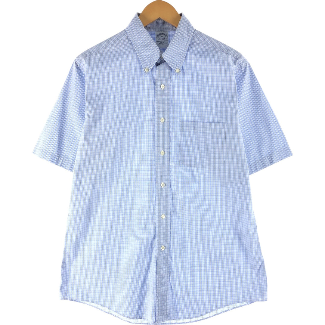 Brooks Brothers Est.1818 Check Pattern Short Sleeve Button Down Shirt Men's Size L cotton white type Vintage Second Hand